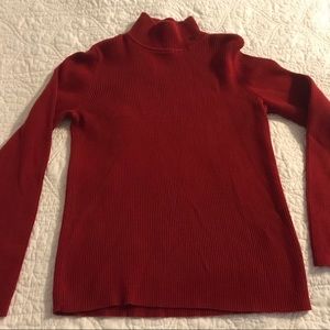 Red Ralph Lauren Mock Turtleneck Ribbed Sweater